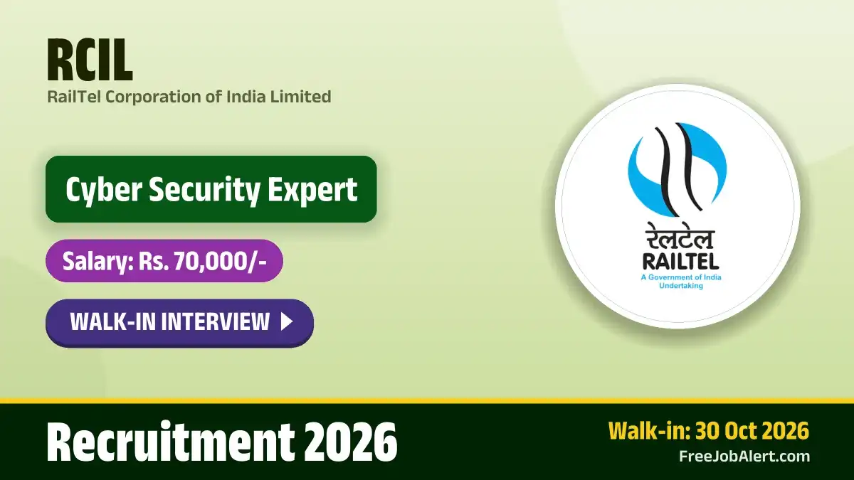 RCIL Cyber Security Expert Recruitment 2026 – Walkin