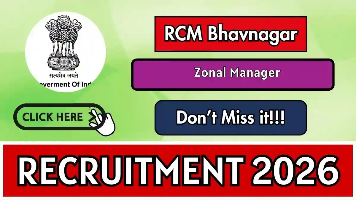 RCM Bhavnagar Zonal Manager Recruitment 2026 - Apply Offline