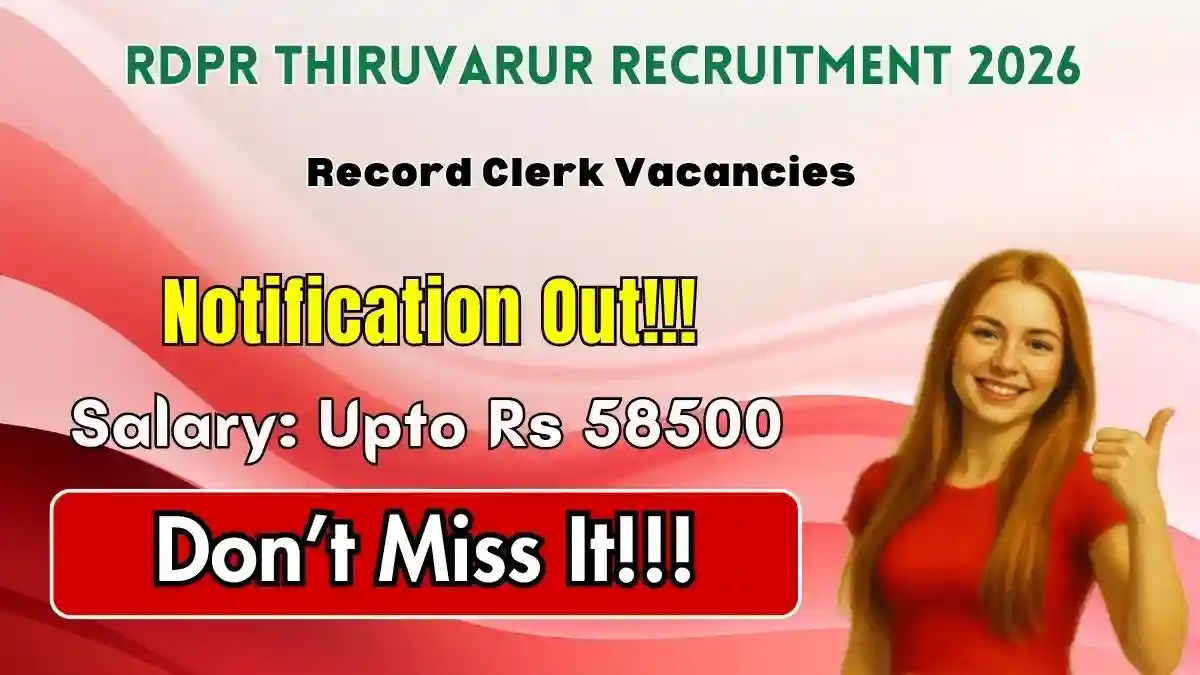 RDPR Thiruvarur Record Clerk Recruitment 2026 - Apply Offline