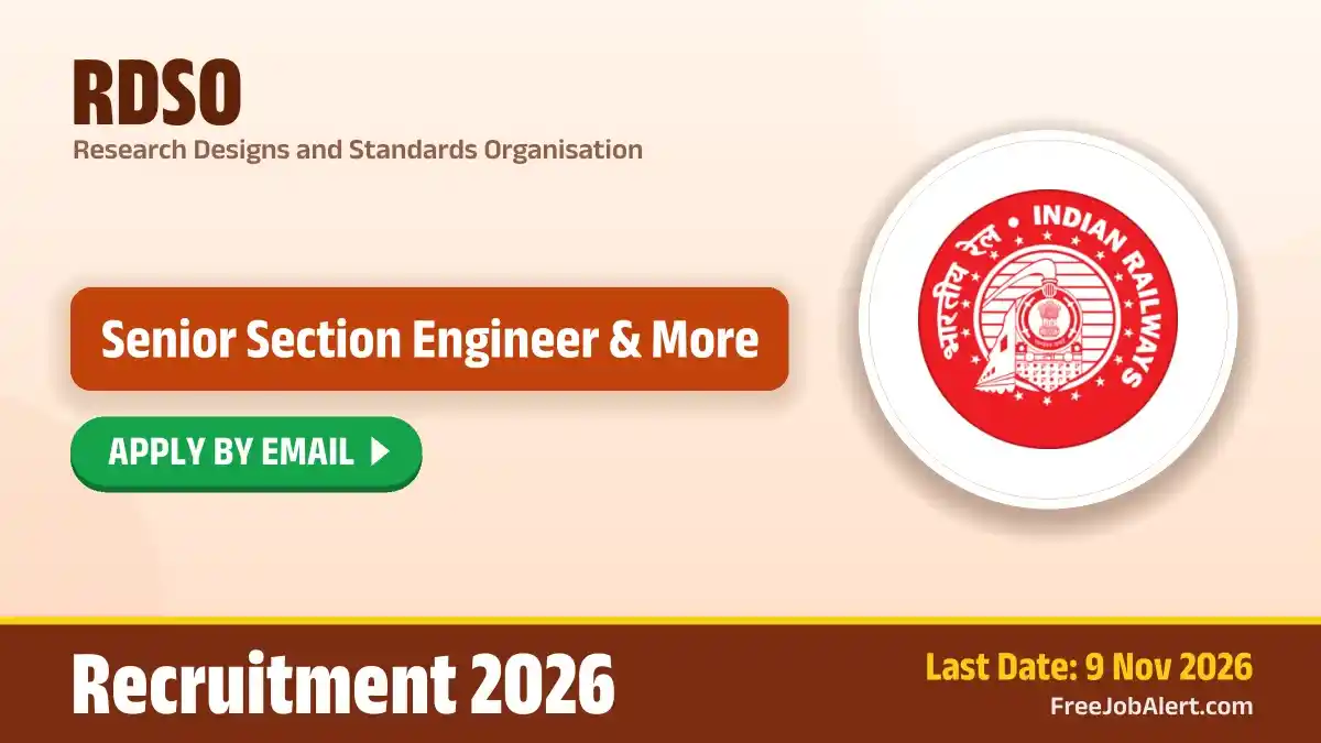 RDSO Senior Section Engineer Recruitment 2026 – Apply Online for 42 Posts RDSO Senior Section Engineer Recruitment 2026 – Apply Online for 42 Posts