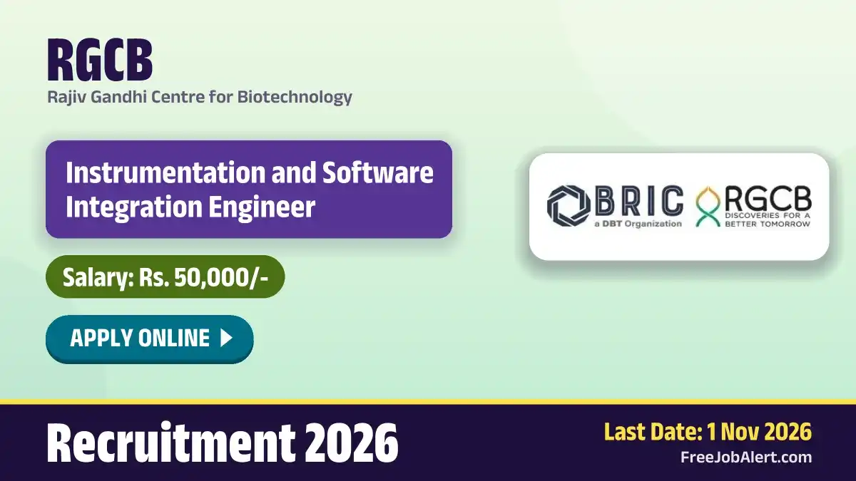RGCB Instrumentation and Software Integration Engineer Recruitment 2026 – Apply Online RGCB Instrumentation and Software Integration Engineer Recruitment 2026 – Apply Online