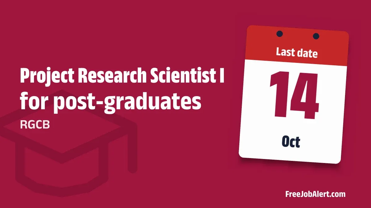 RGCB Project Research Scientist I Recruitment 2026 – Apply Online RGCB Project Research Scientist I Recruitment 2026 – Apply Online