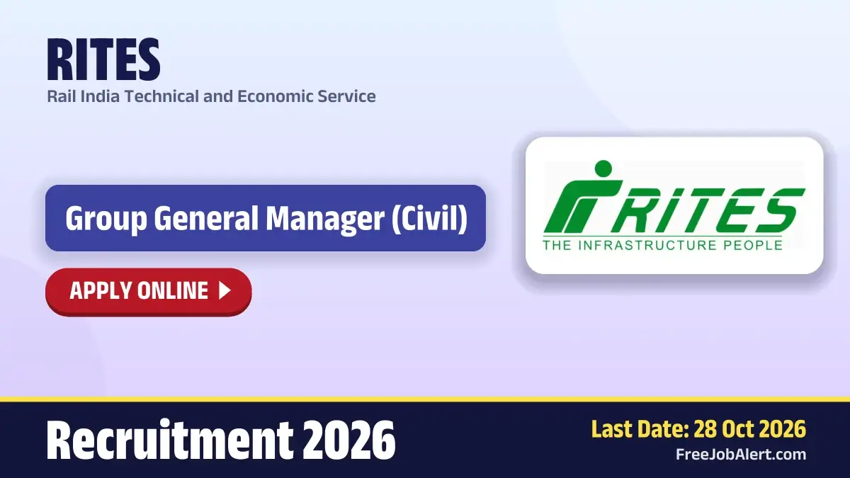 RITES Group General Manager Recruitment 2026 – Apply Online RITES Group General Manager Recruitment 2026 – Apply Online