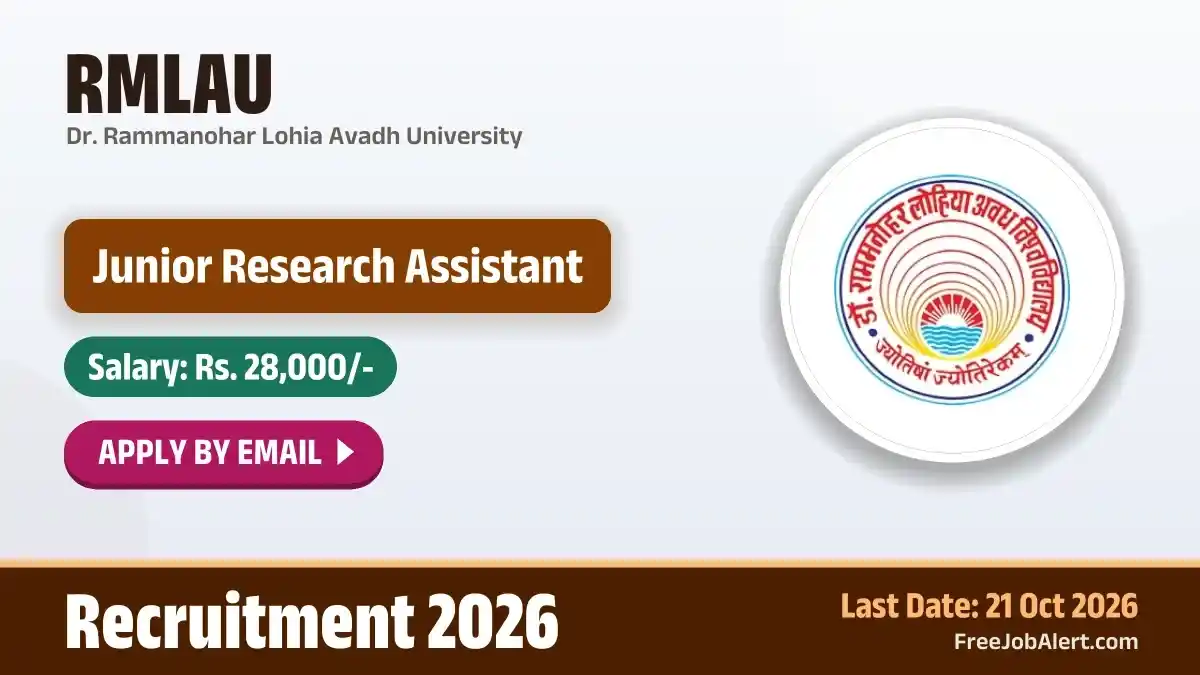 RMLAU Junior Research Assistant Recruitment 2026 – Apply Online RMLAU Junior Research Assistant Recruitment 2026 – Apply Online