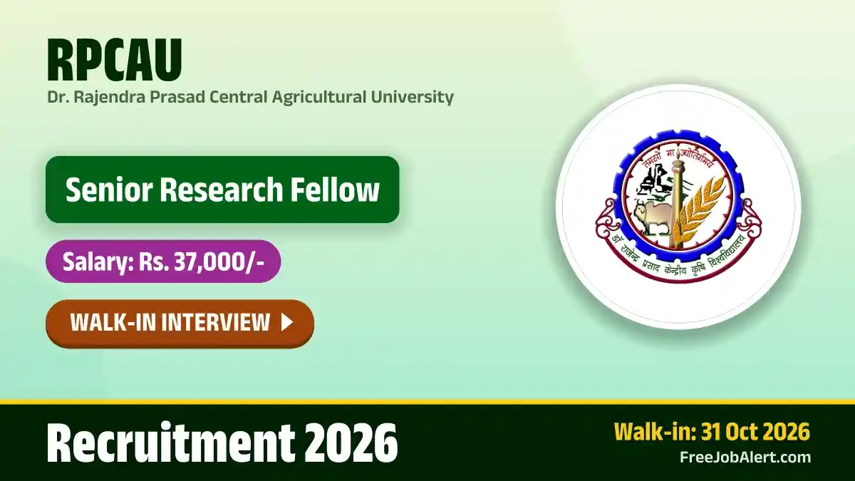 RPCAU Senior Research Fellow Recruitment 2026 – Walkin RPCAU Senior Research Fellow Recruitment 2026 – Walkin