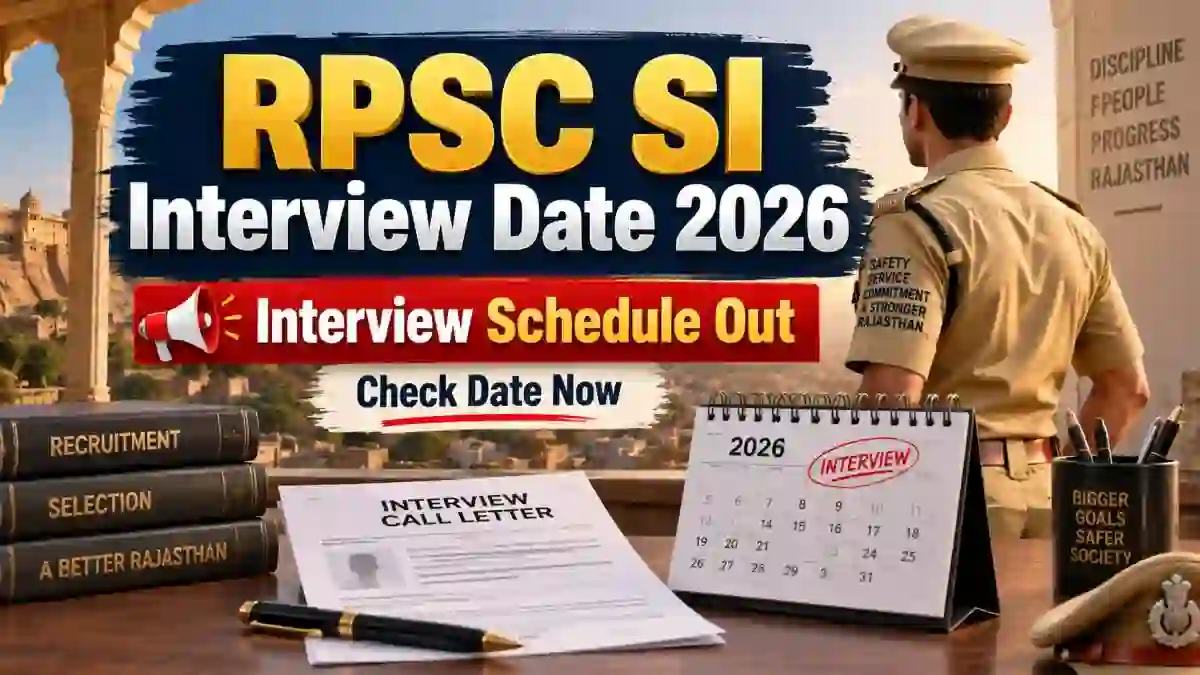 RPSC SI Interview Date 2026 - Check Sub Inspector & Platoon Commander First Phase Schedule at rpsc.rajasthan.gov.in RPSC SI Interview Date 2026 - Check Sub Inspector & Platoon Commander First Phase Schedule at rpsc.rajasthan.gov.in
