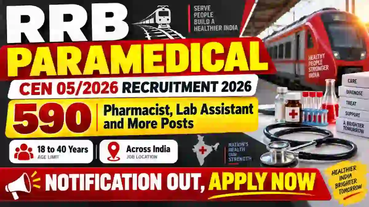 RRB Paramedical Staff Recruitment 2026 Notification Out - Apply Online for 590 Nursing Superintendent, Pharmacist and More Posts