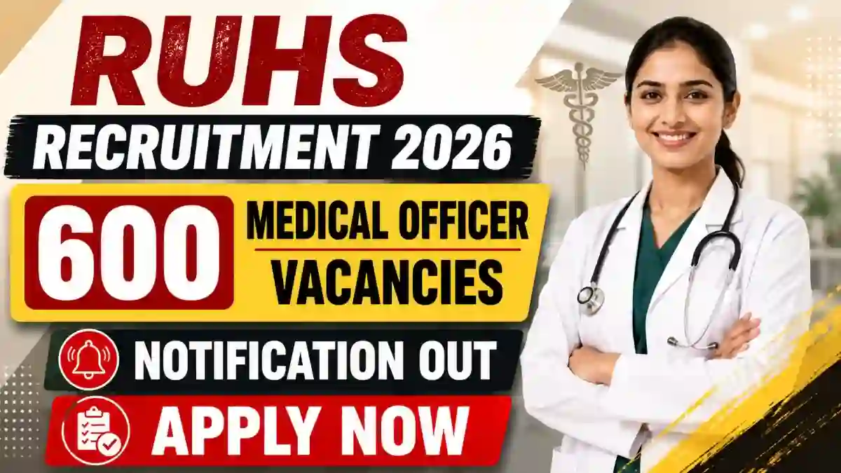 RUHS MO Recruitment 2026 Notification Out - Apply Online for 600 Medical Officer Posts