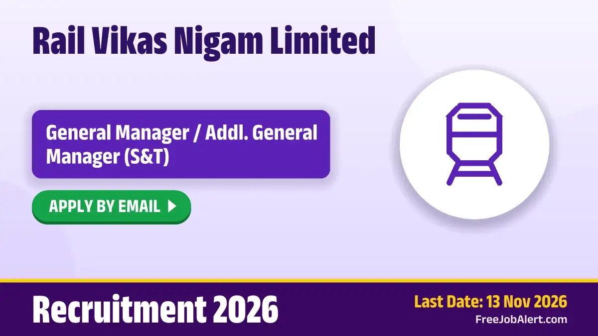RVNL Recruitment 2026 – Apply Online for General Manager / Addl. General Manager Posts