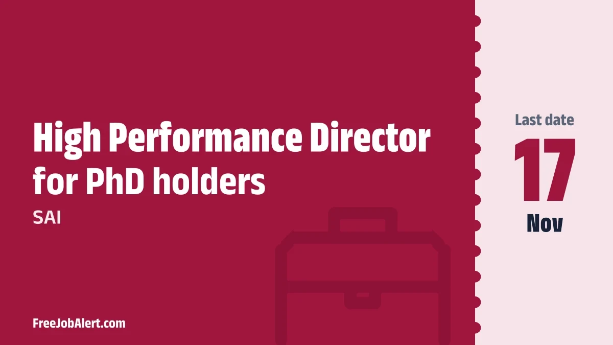 SAI High Performance Director Recruitment 2026 – Apply Online SAI High Performance Director Recruitment 2026 – Apply Online