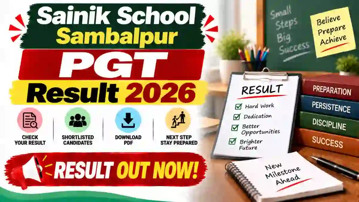 Sainik School Sambalpur PGT Result 2026 - Check Interview Scheduled Dates & Time at sainikschoolsambalpur.edu.in Sainik School Sambalpur PGT Result 2026 - Check Interview Scheduled Dates & Time at sainikschoolsambalpur.edu.in