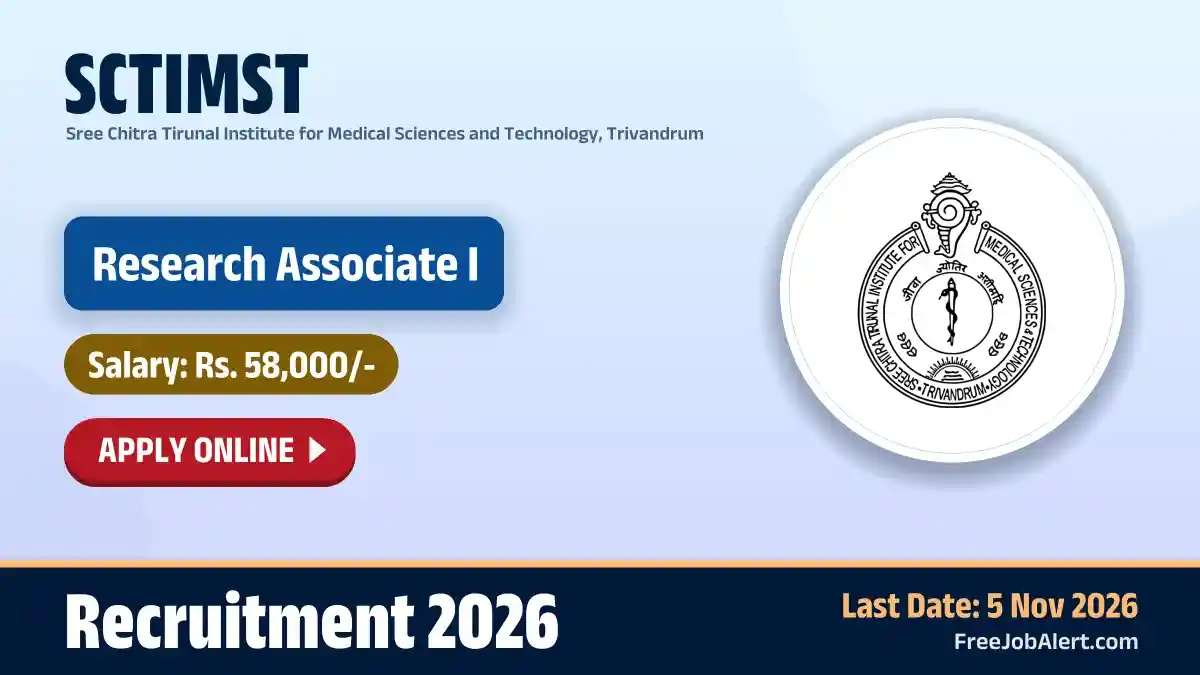 SCTIMST Research Associate I Recruitment 2026 – Apply Online
