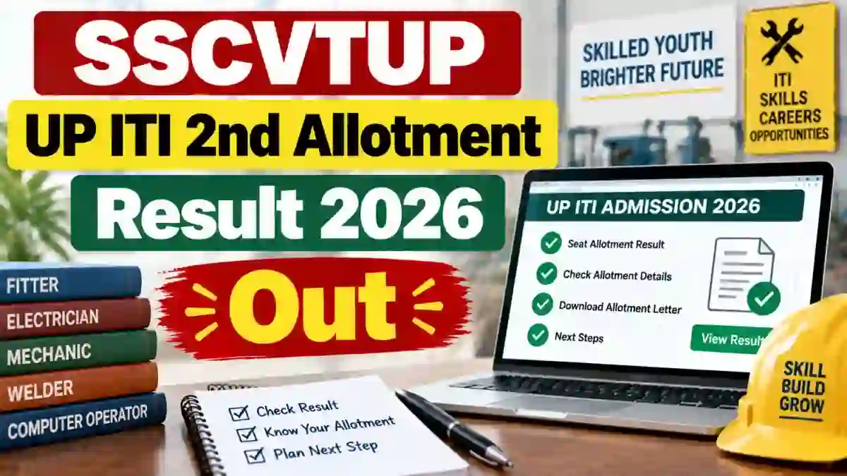 SCVTUP UP ITI 2nd Allotment Result 2026 Out - Check Round 2 Status at scvtup.in