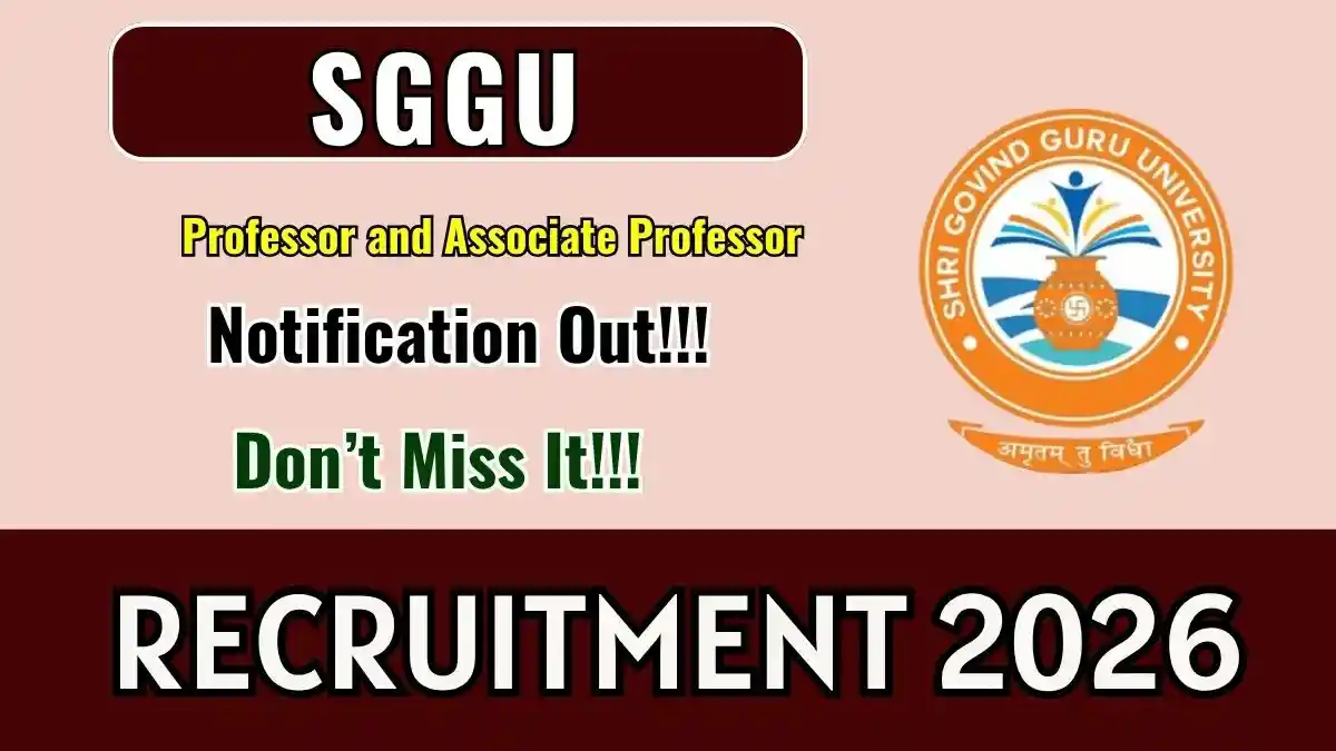 SGGU Recruitment 2026 - Apply Online for Professor and Associate Professor Posts
