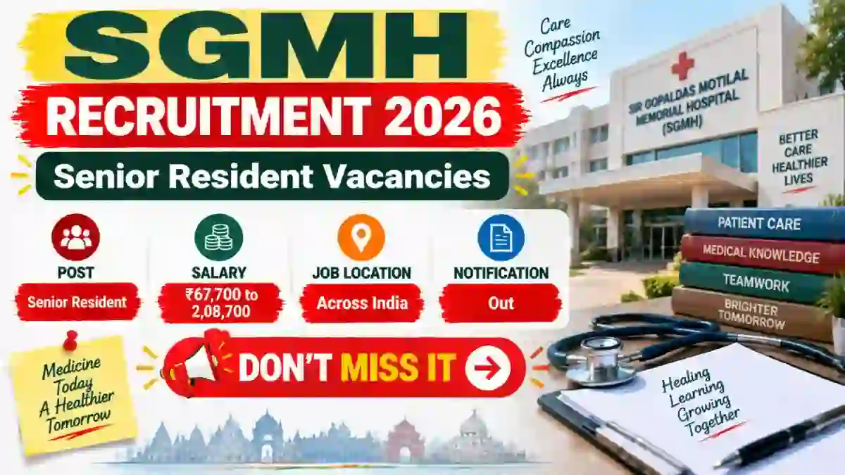 SGMH Senior Resident Recruitment 2026 – Walk in for 52 Posts