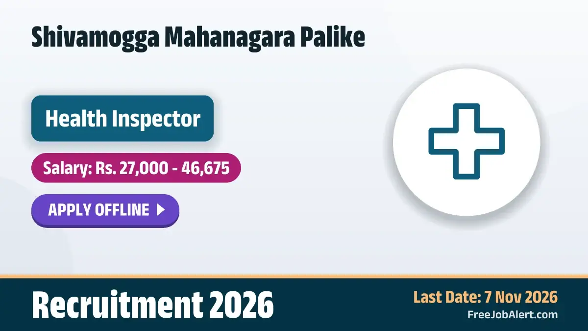 Shivamogga Mahanagara Palike UGD Helper Recruitment 2026 – Apply Offline for 45 Posts