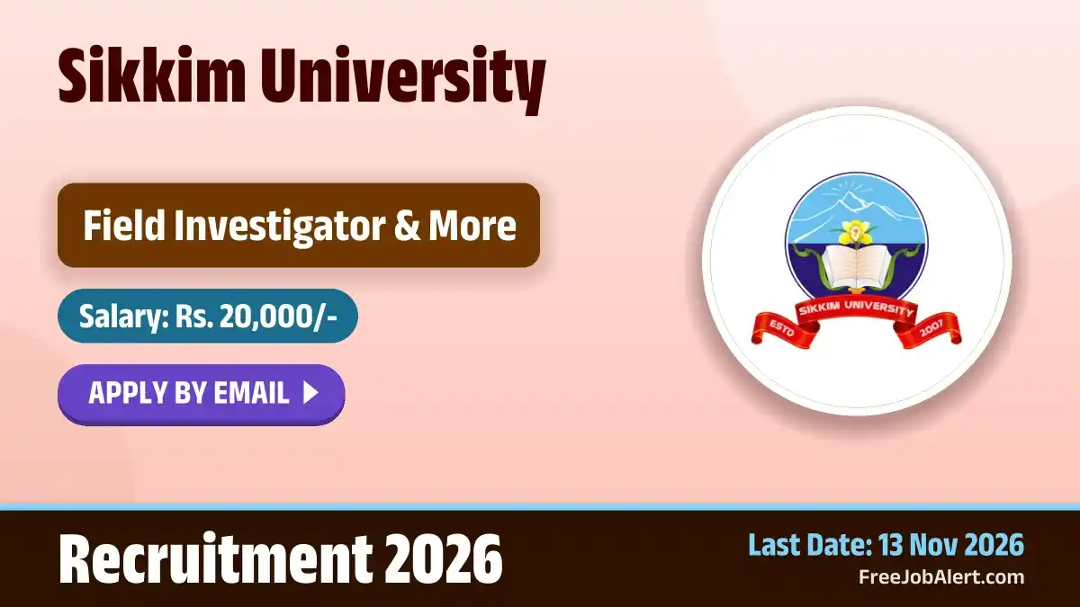 Sikkim University Field Investigator Recruitment 2026 – Apply Online