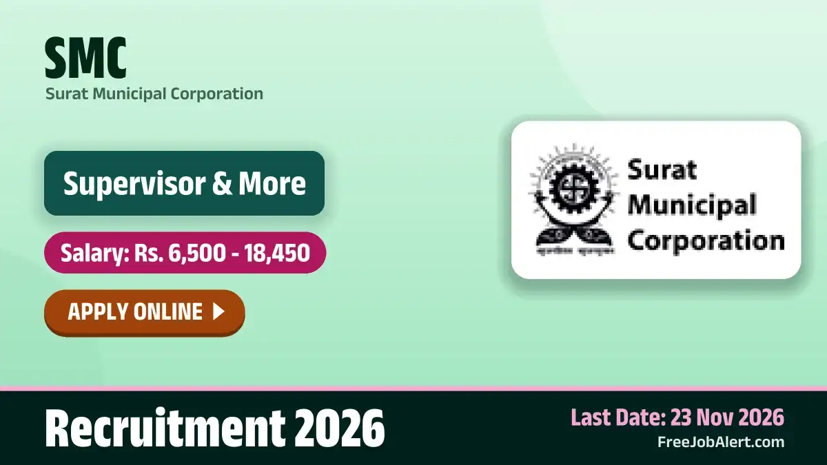 SMC Recruitment 2026 – Apply Online for 18 Supervisor, Assistant Engineer and More Posts SMC Recruitment 2026 – Apply Online for 18 Supervisor, Assistant Engineer and More Posts