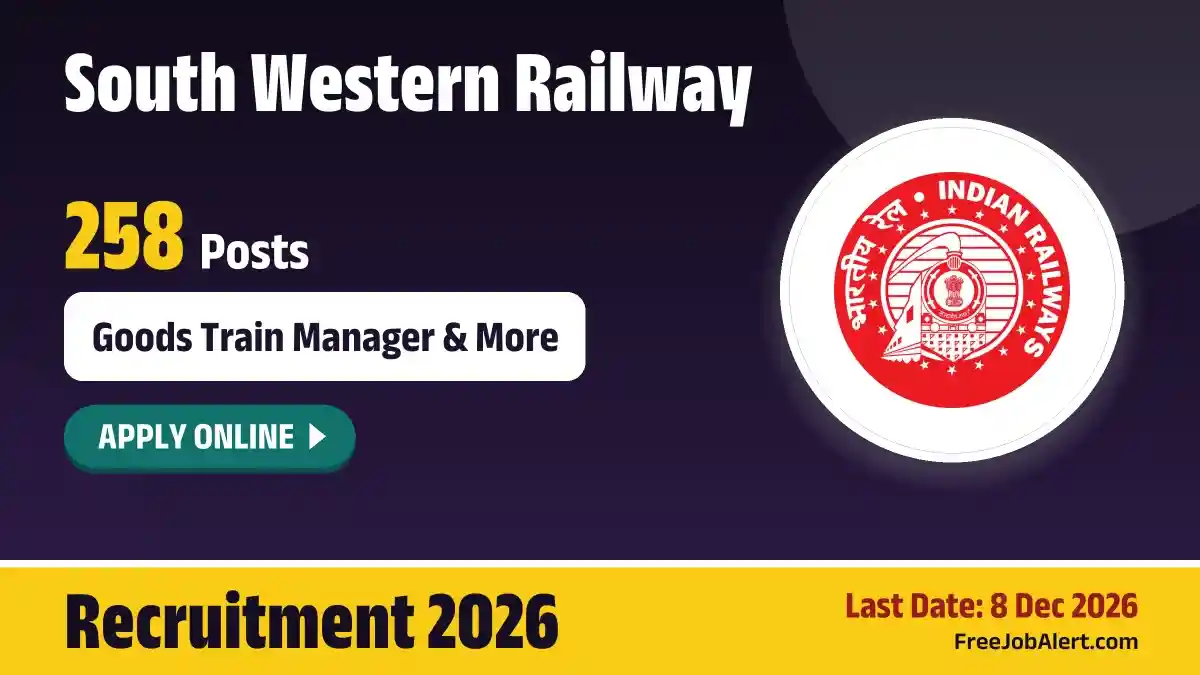 South Western Railway GDCE Recruitment 2026 – Apply Online for 258 Junior Engineer & Goods Train Manager Posts South Western Railway GDCE Recruitment 2026 – Apply Online for 258 Junior Engineer & Goods Train Manager Posts
