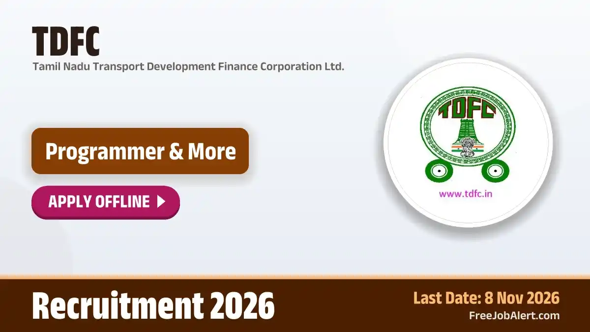 TDFC Recruitment 2026 - Apply Offline for 5 Posts, Last Date 8 November