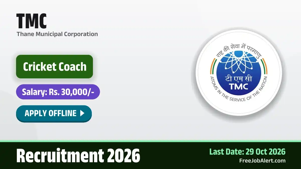 TMC Cricket Coach Recruitment 2026 – Apply Offline