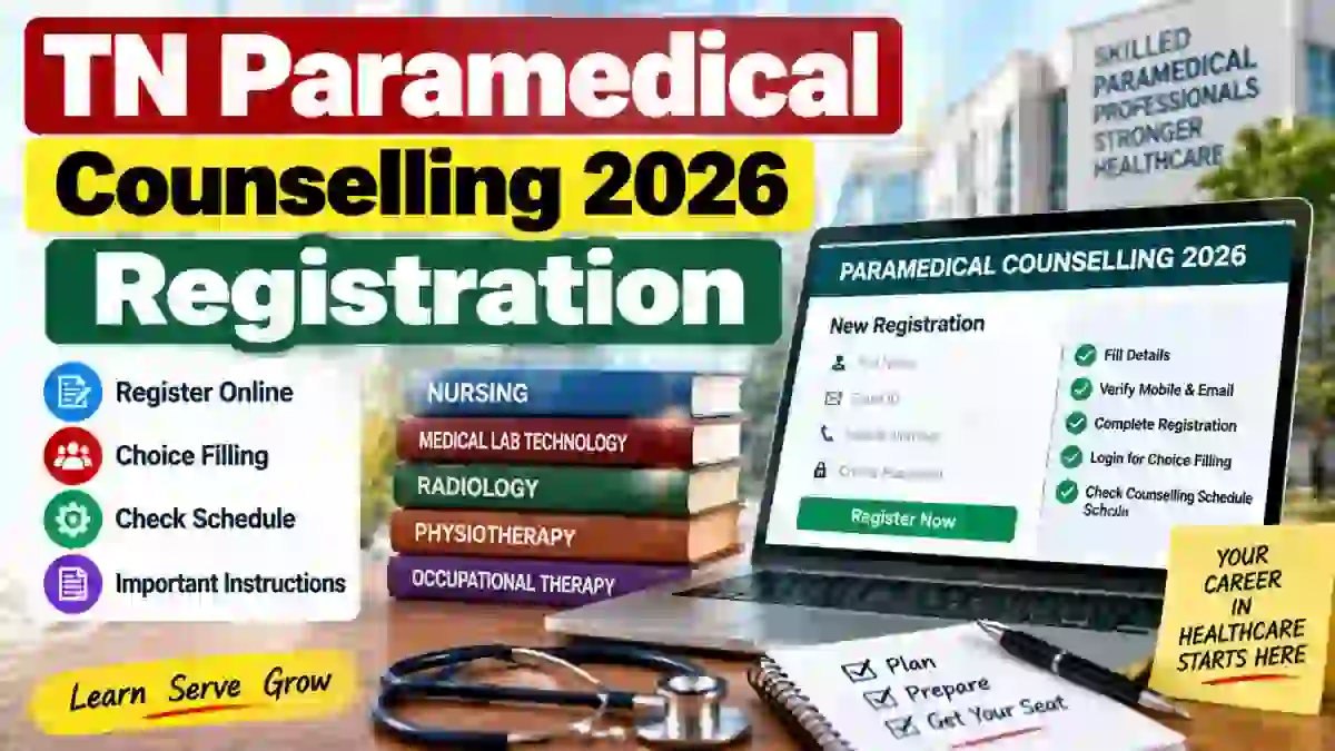 TN Paramedical Counselling 2026 - Check Round 2 Registration, Important Dates & Seat Allotment TN Paramedical Counselling 2026 - Check Round 2 Registration, Important Dates & Seat Allotment
