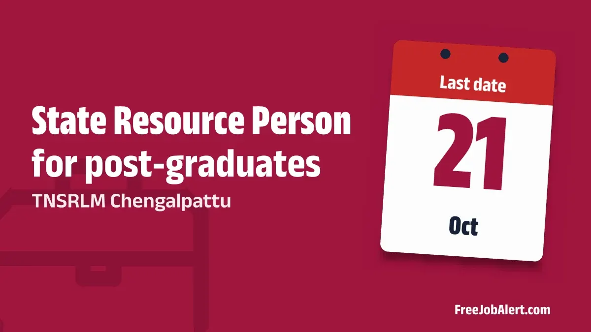 TNSRLM Chengalpattu State Resource Person Recruitment 2026 – Apply Offline TNSRLM Chengalpattu State Resource Person Recruitment 2026 – Apply Offline