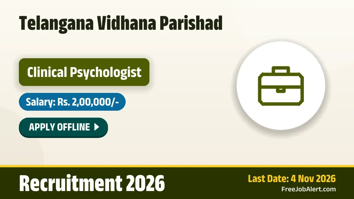 TVP Clinical Psychologist Recruitment 2026 – Apply Offline TVP Clinical Psychologist Recruitment 2026 – Apply Offline