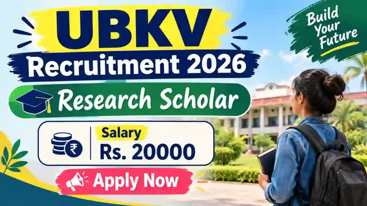 UBKV Research Scholar Recruitment 2026 - Walkin UBKV Research Scholar Recruitment 2026 - Walkin