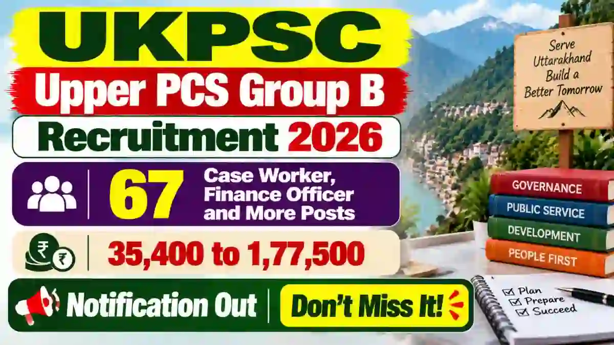 UKPSC Upper PCS Group B Recruitment 2026 - Apply Online for 67 Case Worker, Finance Officer and More Posts