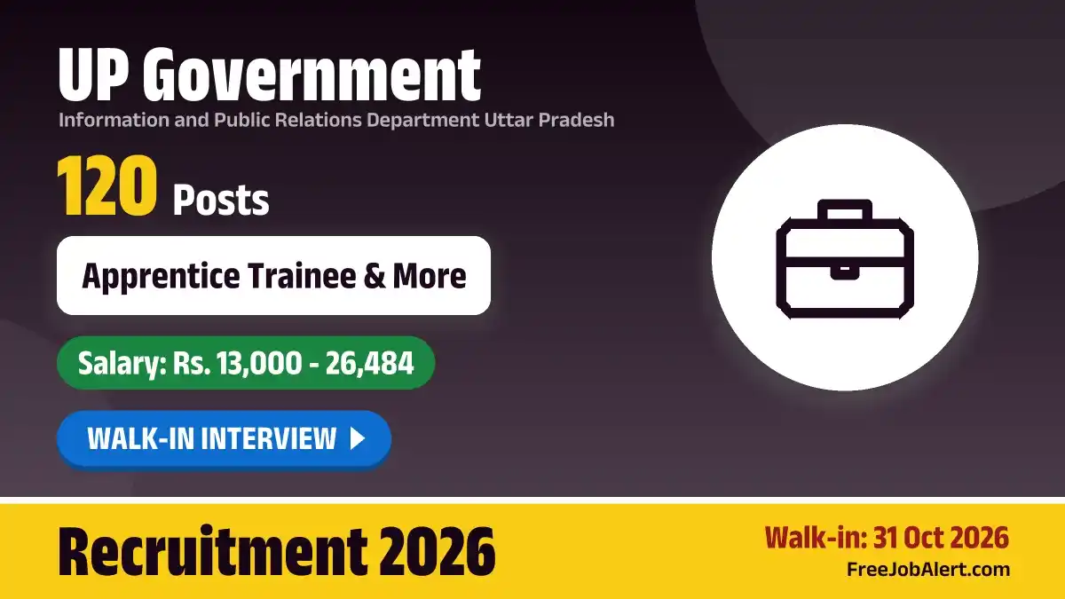 UP Government Recruitment 2026 – Walkin for 120 Apprentice Trainee, Operator and More Posts