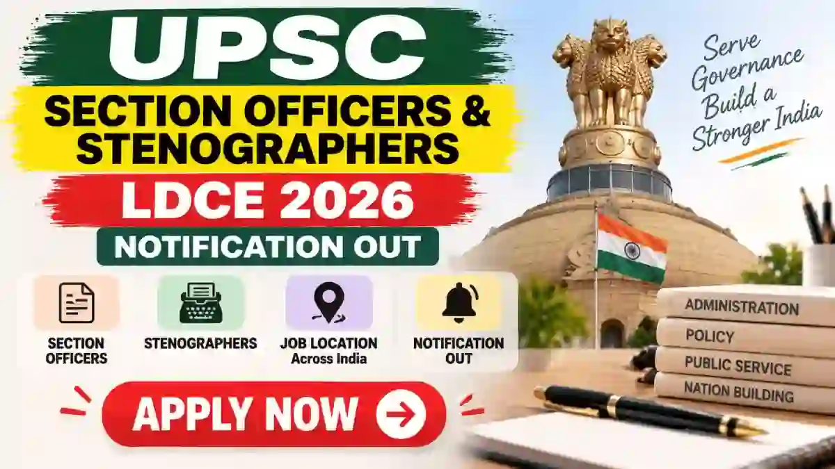 UPSC Section Officers and Stenographers LDCE 2026 Notification Out - Apply Online by 6th October 2026