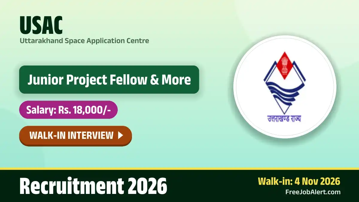 USAC Recruitment 2026 – Walkin for 5 Junior Project Fellow, Field Assistant Posts USAC Recruitment 2026 – Walkin for 5 Junior Project Fellow, Field Assistant Posts