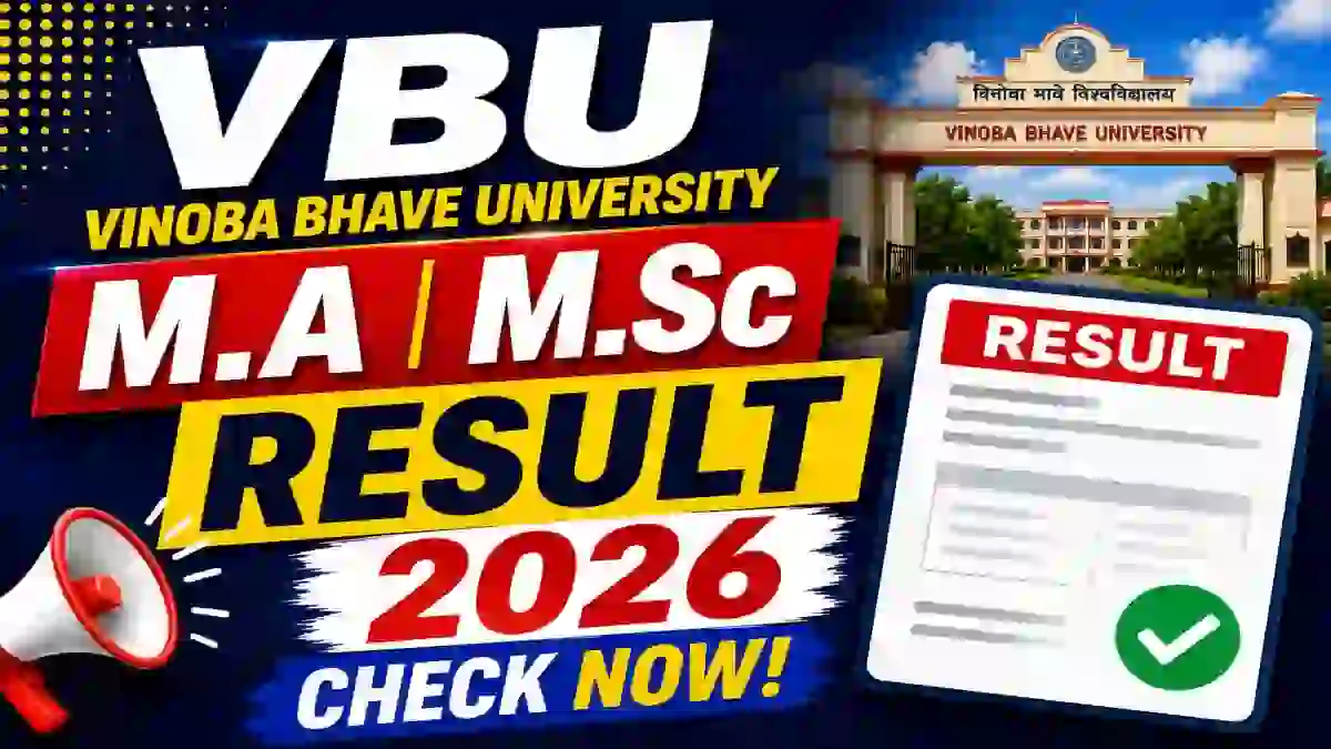 VBU PG Result 2026 Out - Check M.A & M.Sc Semester Result at result.vbuuniv.in