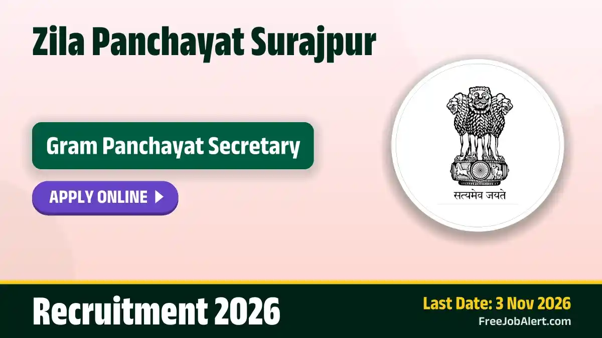 Zila Panchayat Surajpur Gram Panchayat Secretary Recruitment 2026 – Apply Online for 10 Posts Zila Panchayat Surajpur Gram Panchayat Secretary Recruitment 2026 – Apply Online for 10 Posts